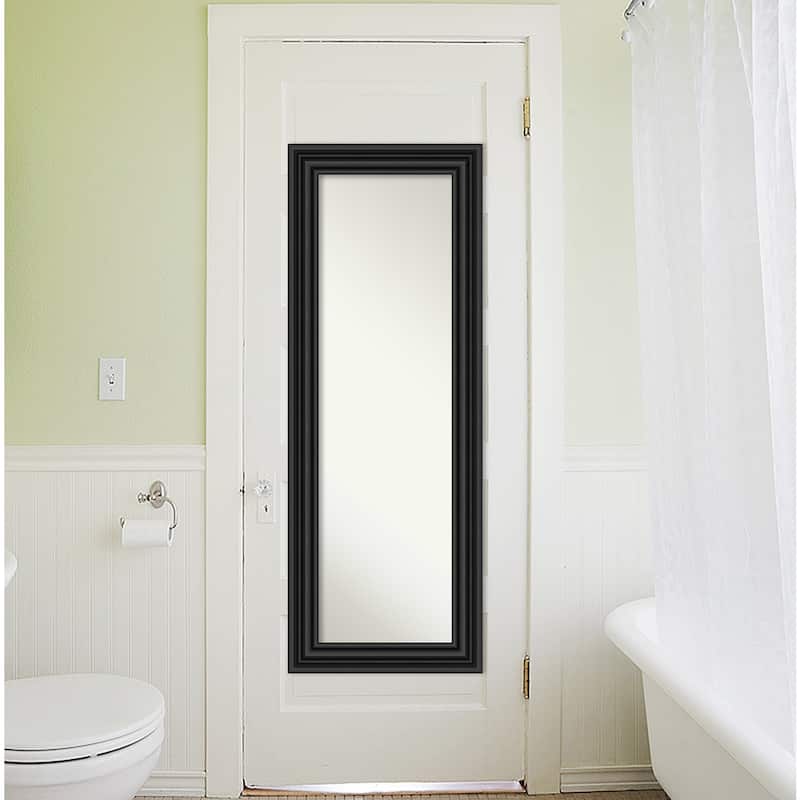 Non-Beveled Full Length On The Door Mirror - Black Frame