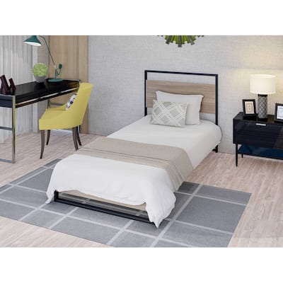 Metal Platform Bed Frame Twin Size Modern Bed with Headboard & Legs