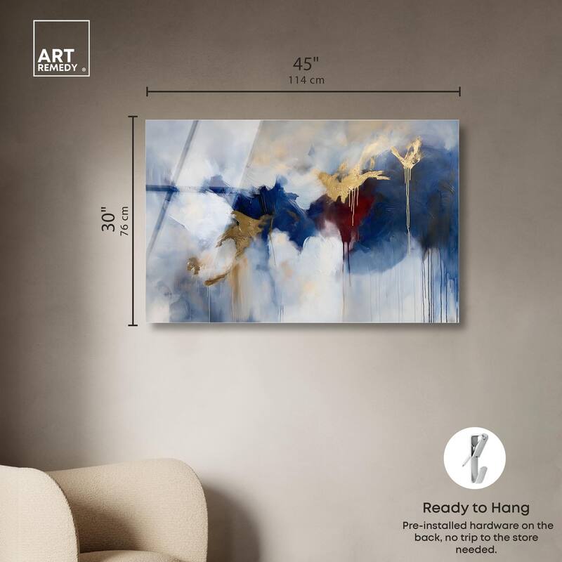 Eclipse of Gold and Blue Acrylic by Art Remedy, Ready to Hang