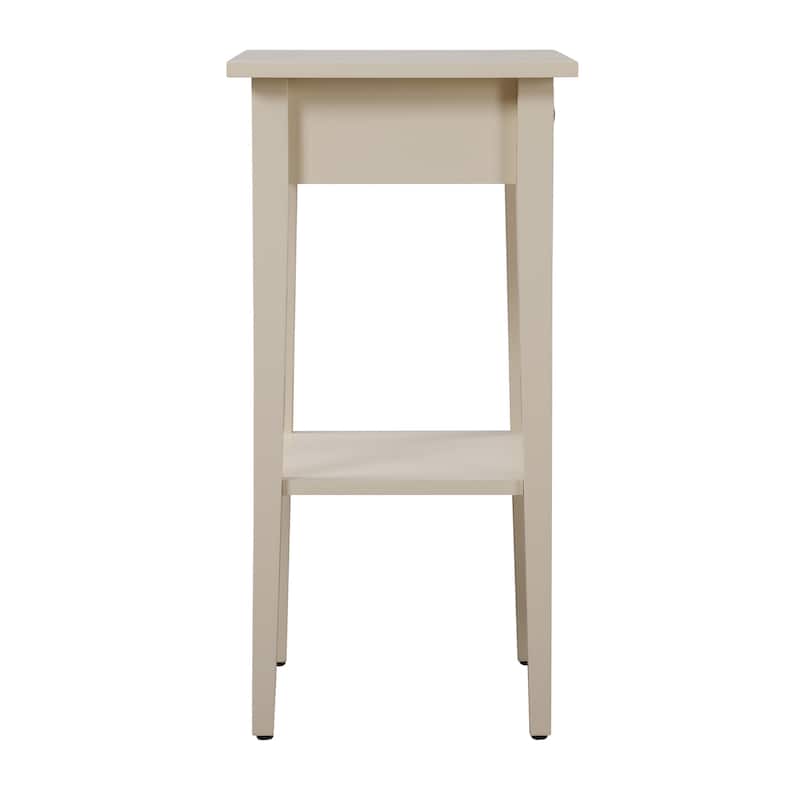 Beige Nightstand 28x18x14 Neutral Compact Bedside Table with Modern Finish, Sleek Lines and Convenient Storage Drawer