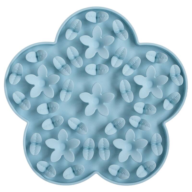 Dexypaws: Enrichment Snuffle Mat: Sky Blue Flower - Textured Dog Feeding Pad - Sky Blue - Sky Blue
