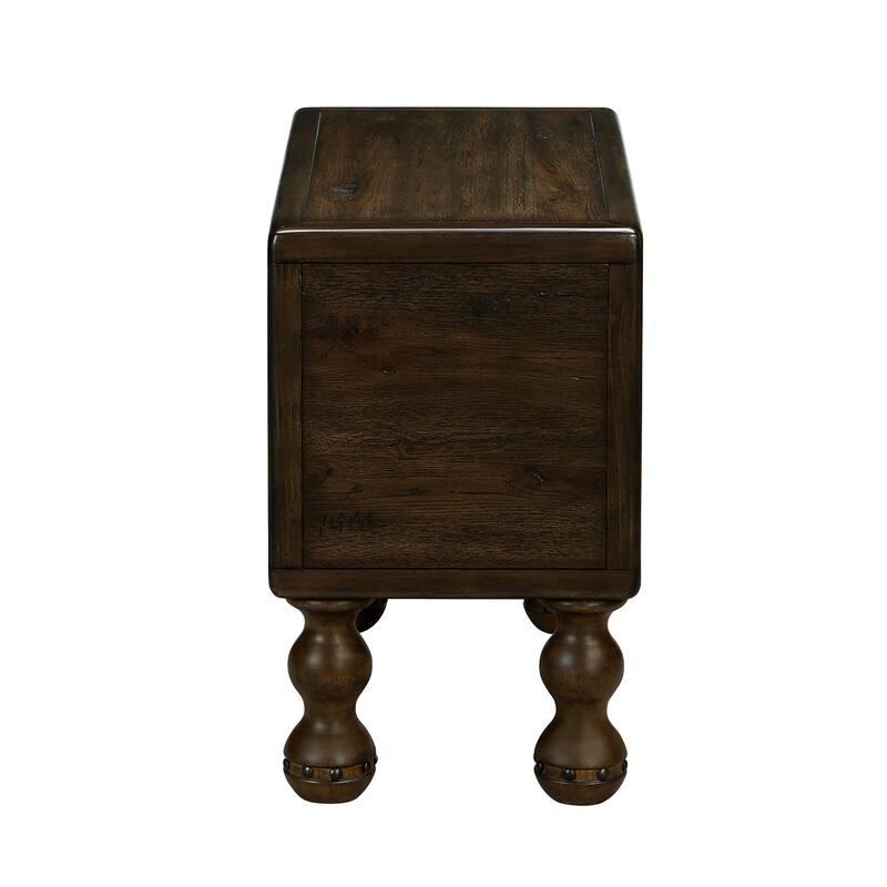 Vintage Rustic Farmhouse Nightstand, Rectangle Narrow Side Table with Drawer, Wooden Table Sides with Solid Wood Legs