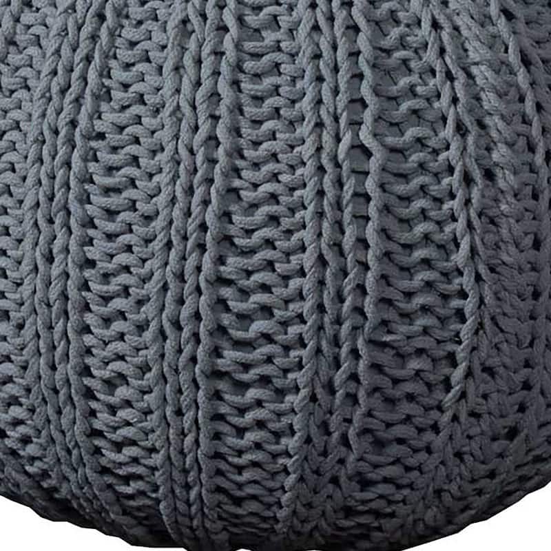20" Round Cotton Pouf Ottoman for Living Room, Footrest and Extra Seating