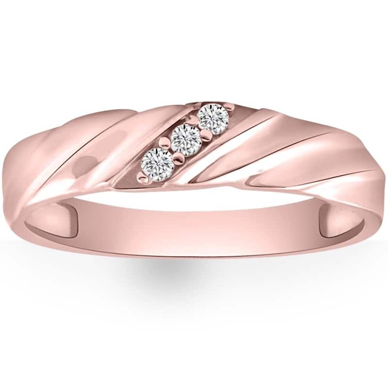 Diamond 3-Stone Men's Wedding Band in White, Yellow, or Rose Gold Lab Grown