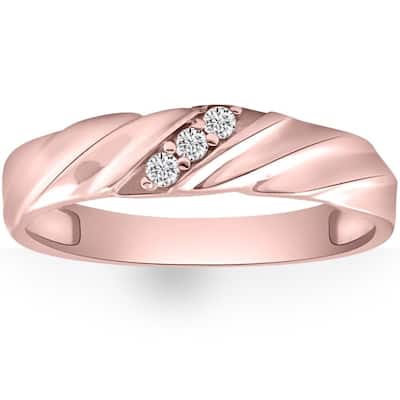 Diamond 3-Stone Men's Wedding Band in White, Yellow, or Rose Gold Lab Grown