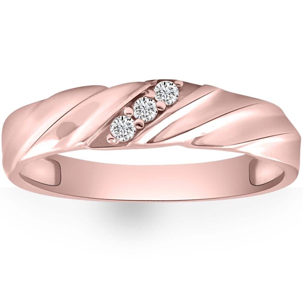 Diamond 3-Stone Men's Wedding Band in White, Yellow, or Rose Gold Lab Grown