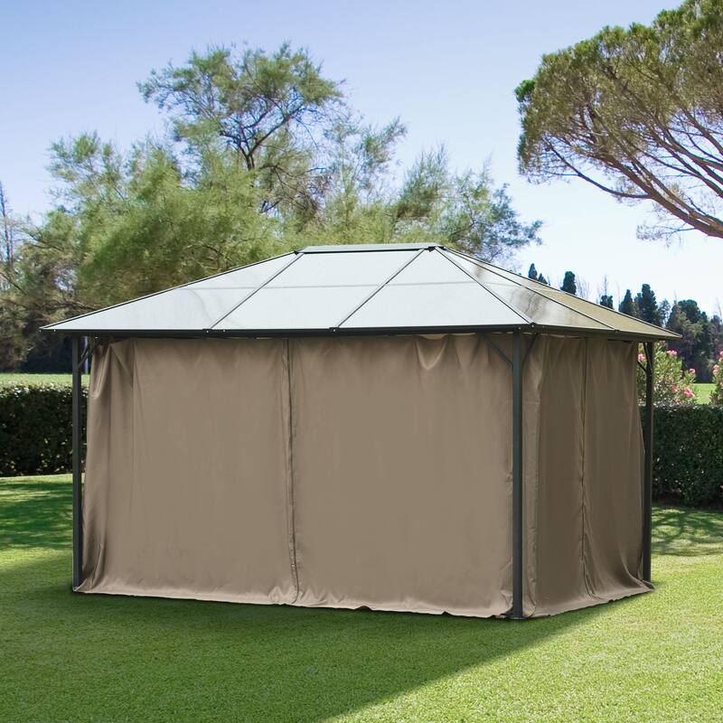 Outsunny 9.84' x 11.8' Gazebo Sidewall Set with Hooks/C-Rings - Dark Brown