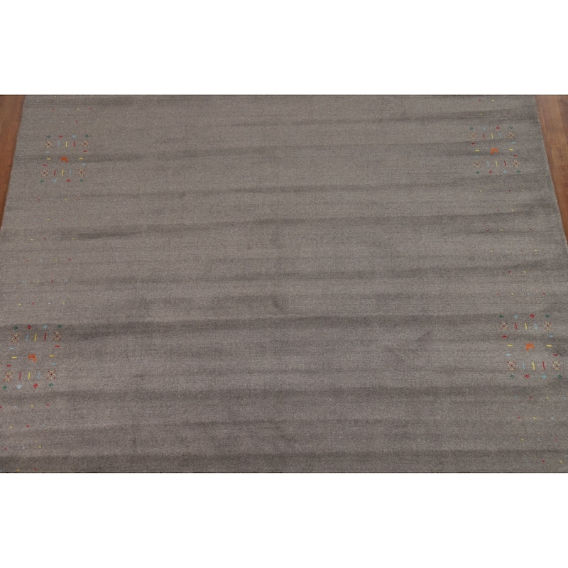Hand Knotted Oriental 100% Wool Carpet Tribal Tribal Greys & Charcoal Gabbeh Area Rug - 10' 2'' X 8' 5''