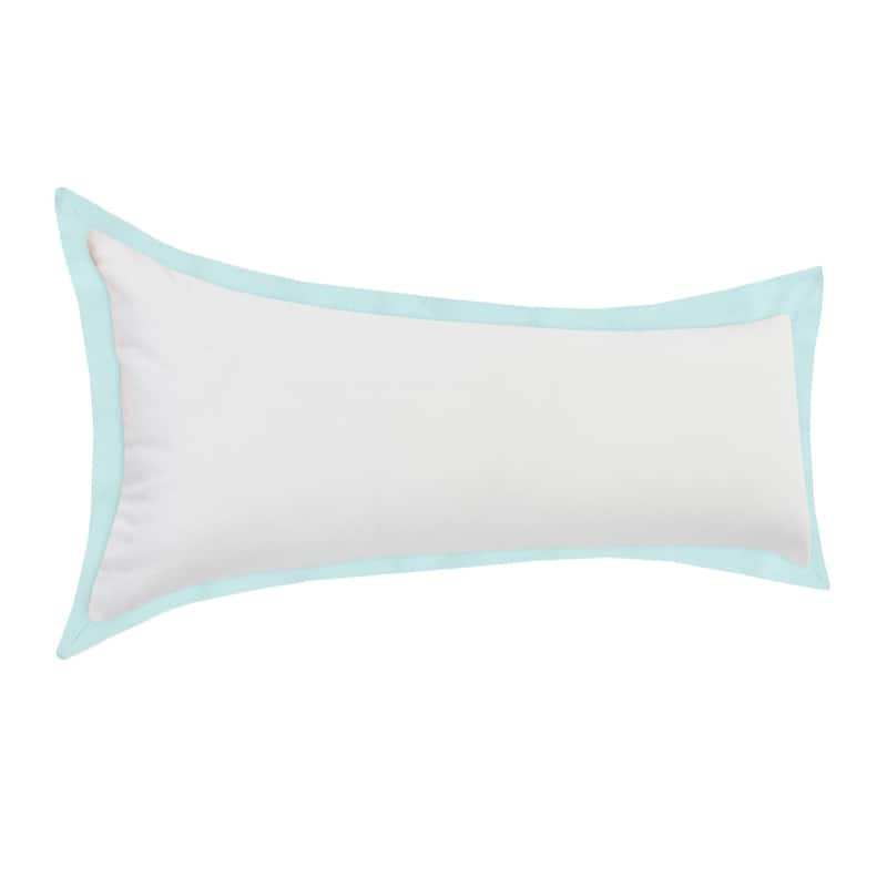 HomeRoots 14" X 36" White And Icy Blue 100% Cotton Geometric Zippered Pillow