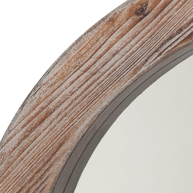 Alden Décor Kurtis Reclaimed Wood Round Mirror - Grey/Brown