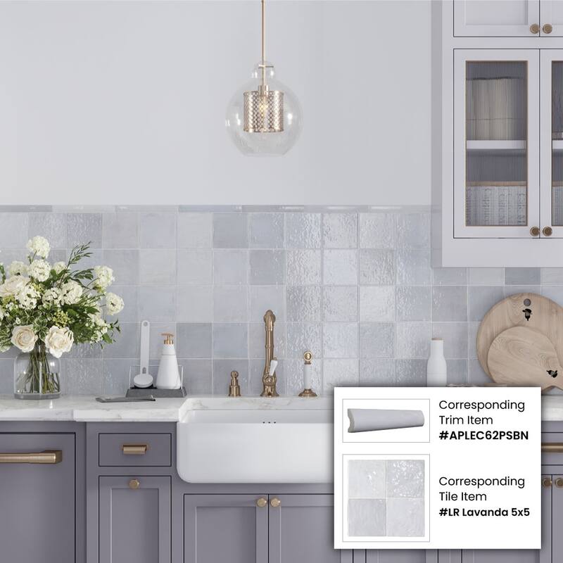 Apollo tile 1" x 8" Chateau Glossy Purple Ceramic Tile (0.56 sq ft/case) - 10 Pack