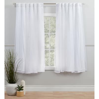 Exclusive Home Catarina Layered Solid Room Darkening Blackout and Sheer Hidden Tab/Rod Pocket Top Curtain Panel Pair