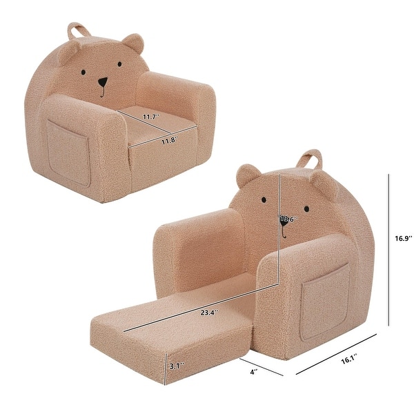 Kids Armchair Mini Toddler Couch Chair for Boys and Girls(Brown Bear)
