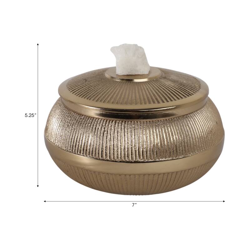 Aluminum Agate Decorative Object Stylish Lidded Textured Sculpture