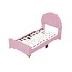 preview thumbnail 23 of 52, Twin/Full Size Velvet Bed Frame with Classic Semi-circle Shaped Headboard, Upholstered Platform Bed w/ Metal Legs for Kids Teens
