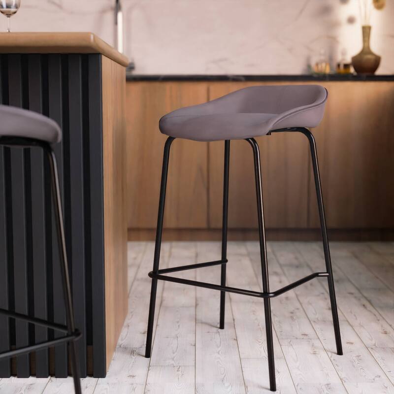 Leather Barstool with Powder-Coated Iron Frame Servos Series