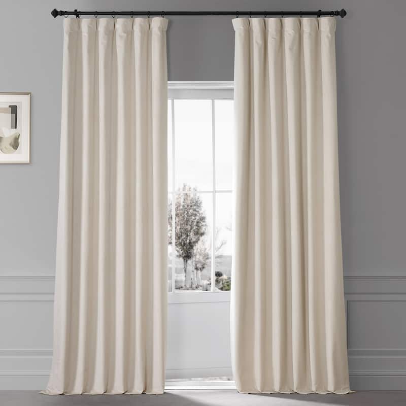 Exclusive Fabrics Signature Plush Velvet Hotel Blackout Curtains (1 Panel) - Luxury Soft Drapery for Light Control & Elegance - 50 X 108 - Diva Cream