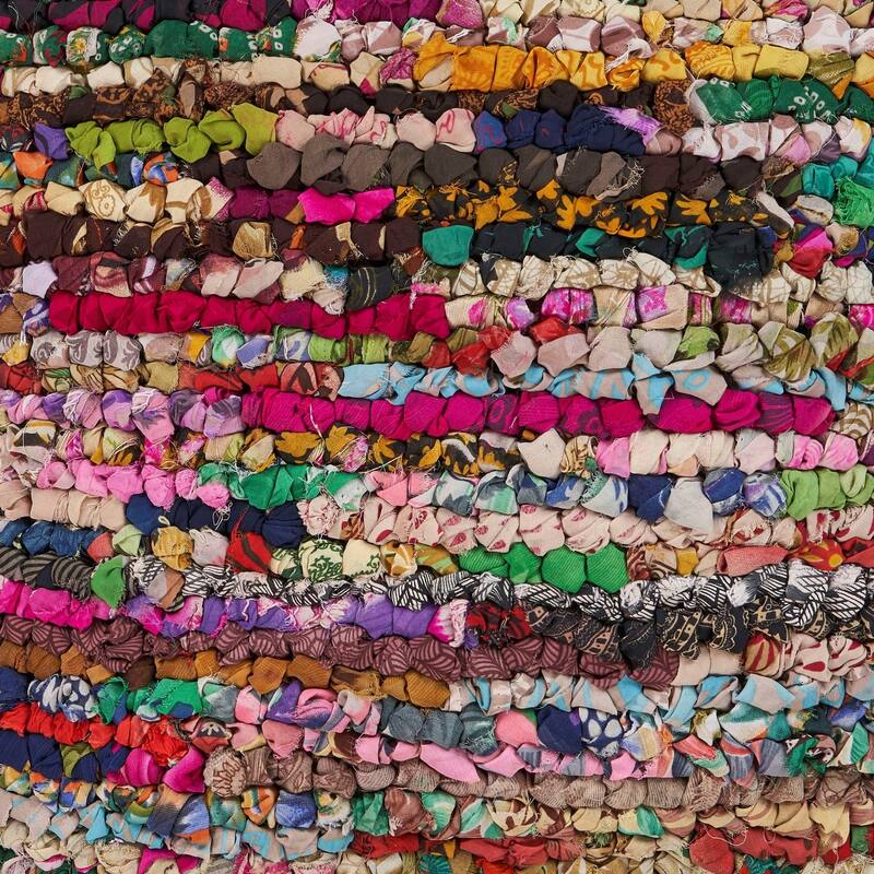 26" Rainbow Abstract Rag Floor Pillow Cover