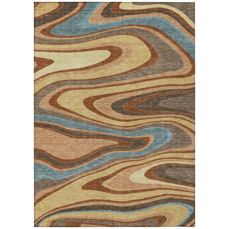 Machine Washable Indoor/ Outdoor Abstract Busey Chantille Rug