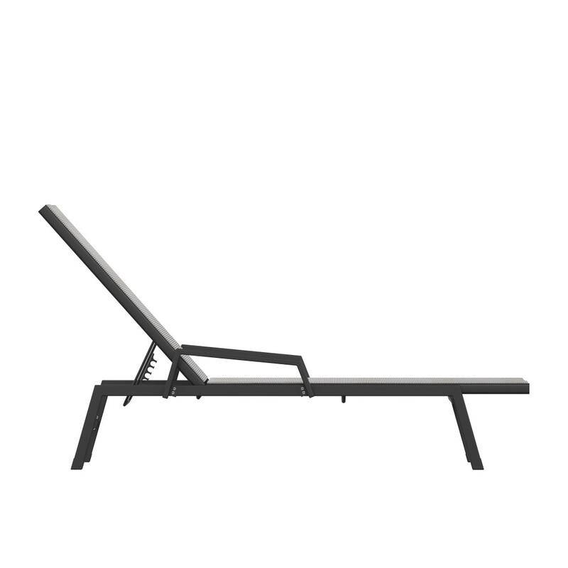 All-Weather Textilene Adjustable Chaise Lounge Chair with Arms