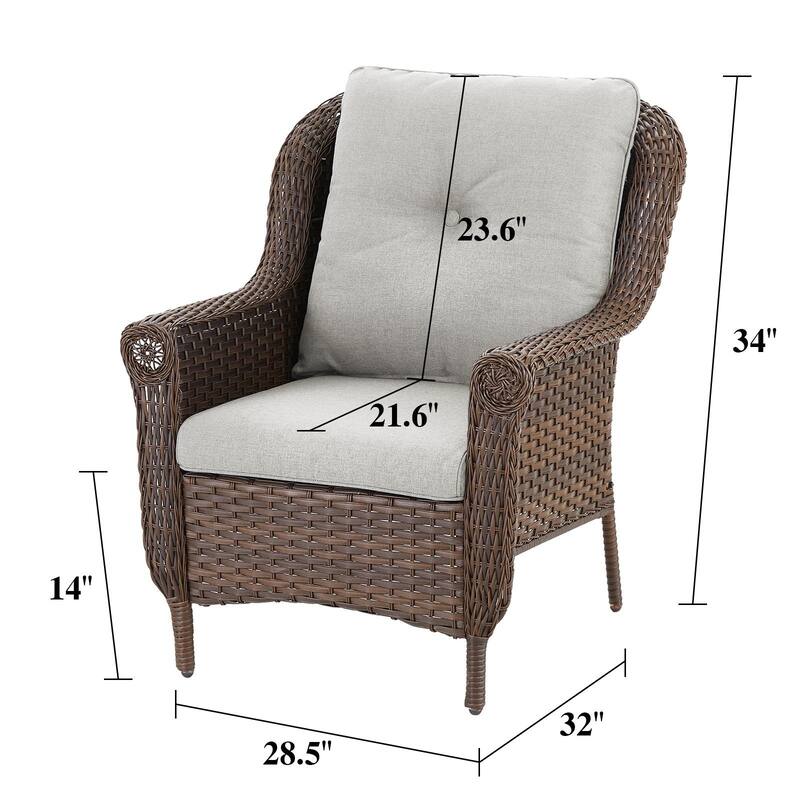 Pocassy Wicker Patio Conversation Set for Backyard