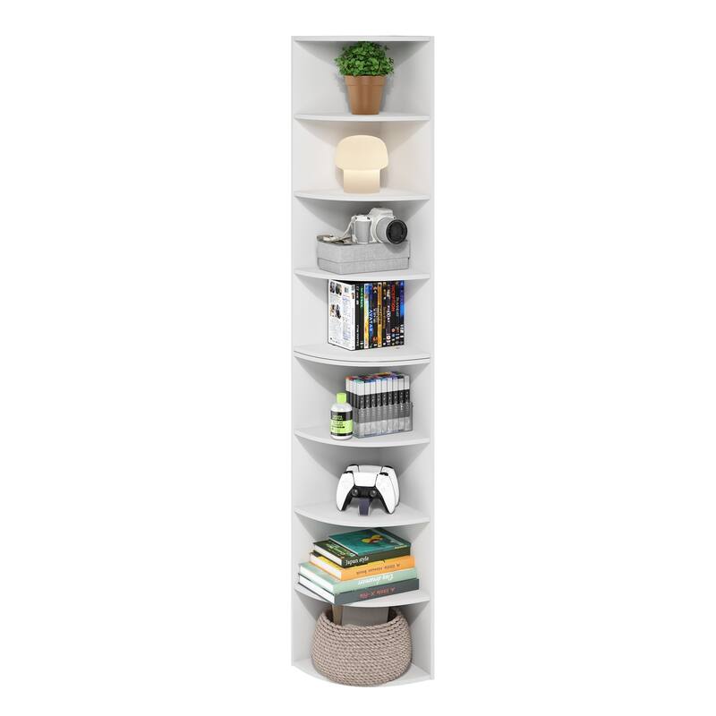 Furinno Econ 8-Tier Corner Shelf Bookcase, Bookshelf, Espresso