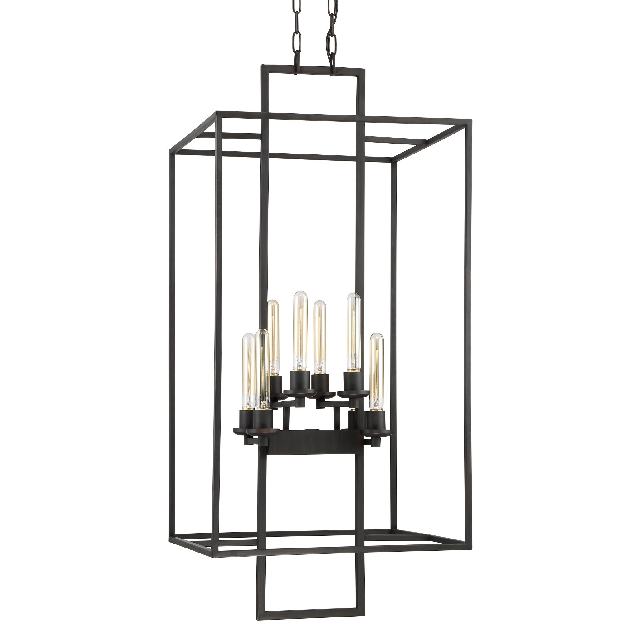 Craftmade 41538  Cubic 8 Light 20-1/2" Wide Cage Chandelier (Fired Steel / Natural Wood) - Chandeliers For Bedrooms by Overstock.com