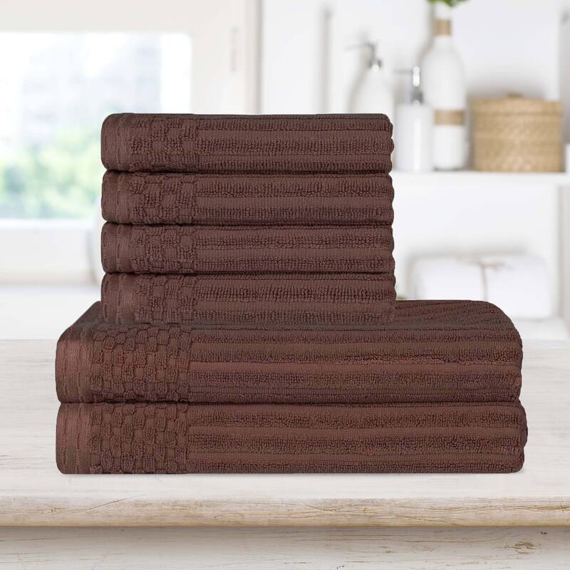Superior Ribbed Cotton Absorbent Heavyweight Hand Towel and Bath Towel Set