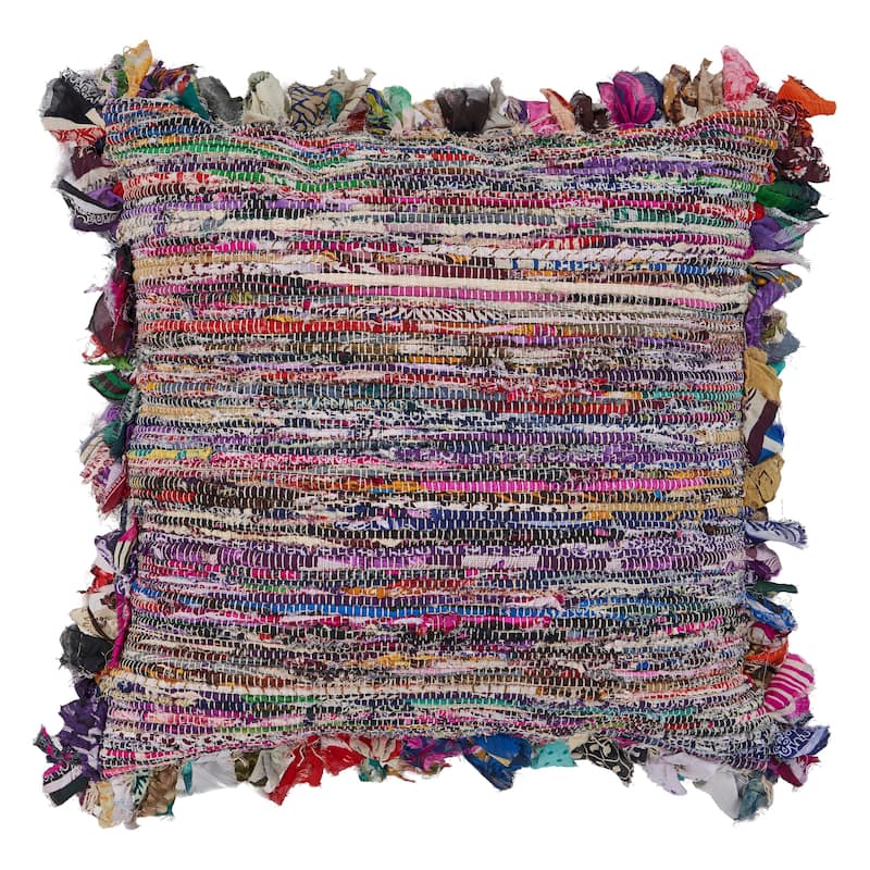 Sevita Multi Striped Recycled Materials 18"x18" Square Throw Pillow, Set of 2 or 4 - Set of 2