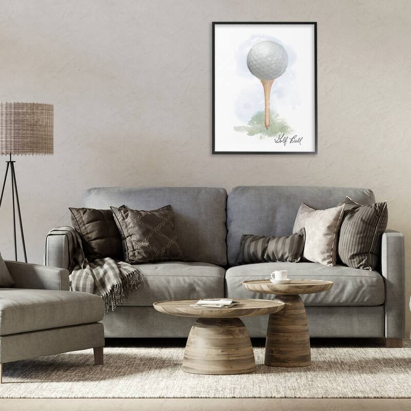 Stupell Soft Pastel Golf on Tee Framed Giclee Art Design By Matthew Piotrowicz