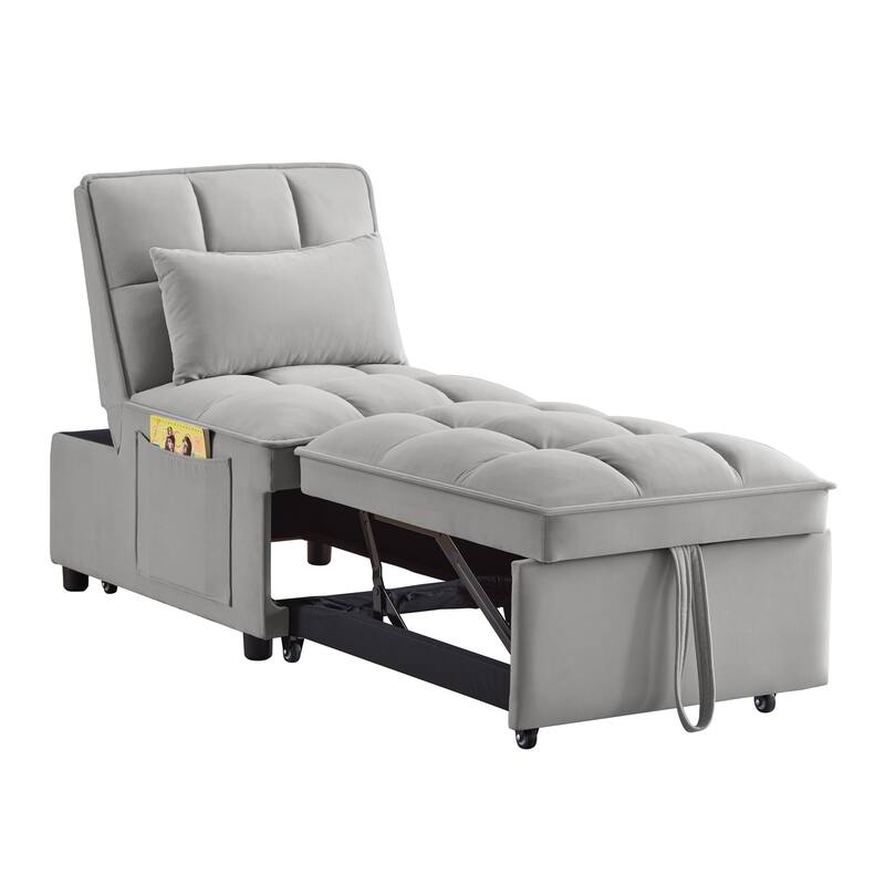 4 in1 Multi-Function Tufted Single Sofa Bed with Adjustable Backrest