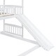 preview thumbnail 11 of 9, Twin Over Twin Bunk Bed with Two Drawers, Wooden Bed with Slide, House-shaped Bed with Storage Staircase for Bedroom, White