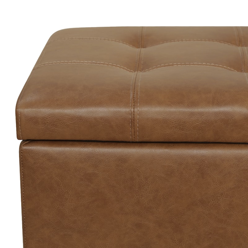 Adeco 50" Bonded Leather Storage Ottoman Bench