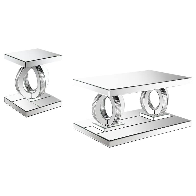 Breena Mirrored Coffee And End Table Set Silver