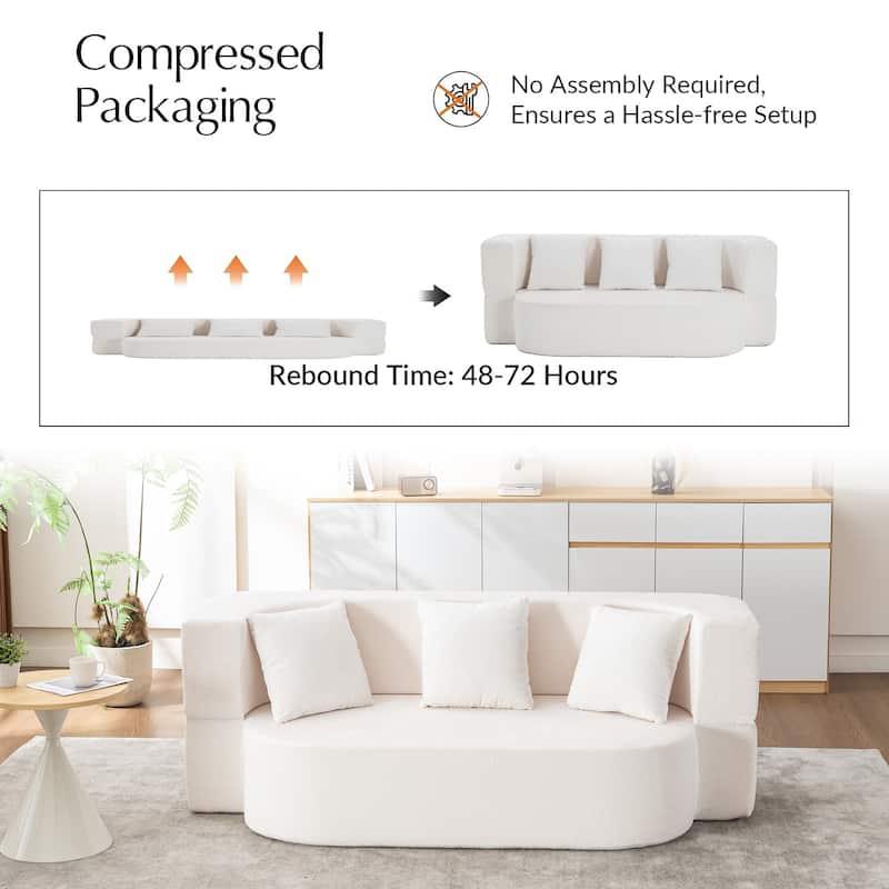 79" boneless loveseat Convertible Folding Sofa Bed, Twin Sleeper Sofa with Pillow, Modern Chenille Couch for Living Room