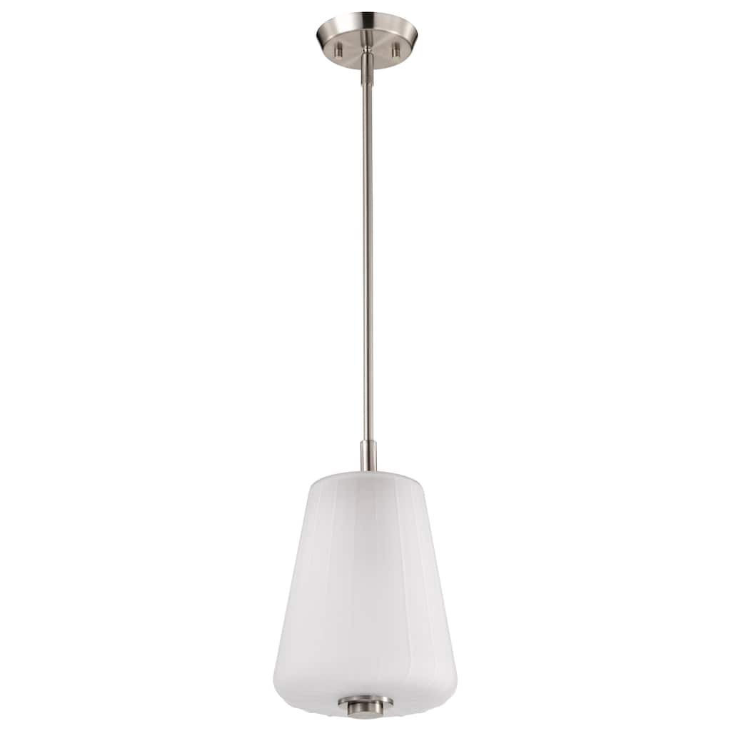 Lune Mini Pendant Brushed Nickel Finish Etched White Glass - Brushed Nickel