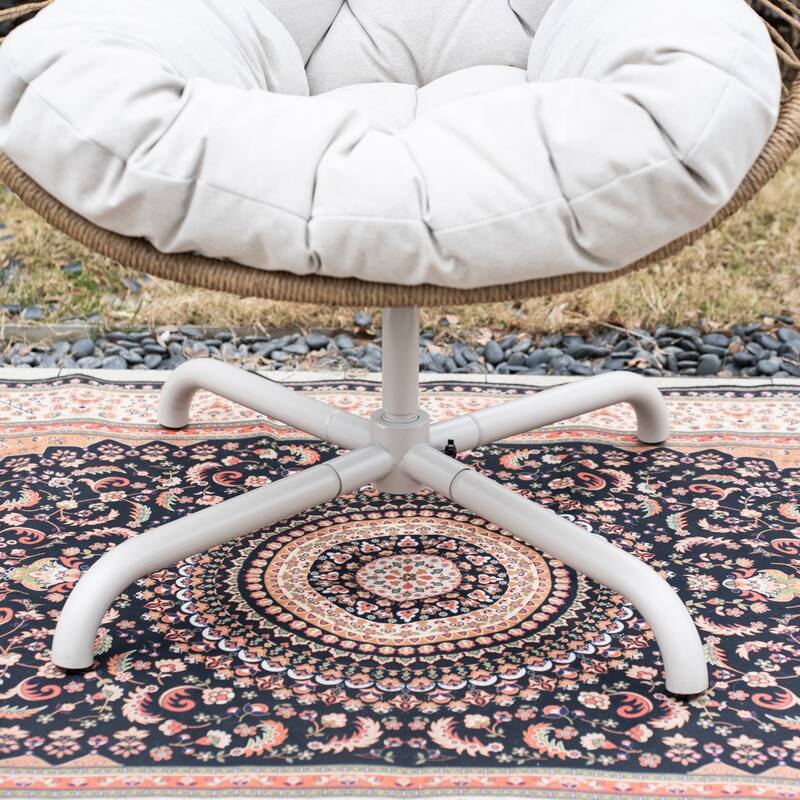 34.65" Outdoor Swivel Roking Chair with Cushion