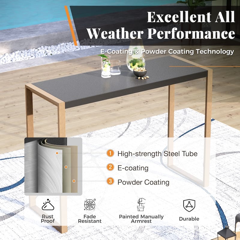 Outdoor Patio 3-piece Bar Counter Height Stool Bistro Set with Table for Backyard, Deck, Porch