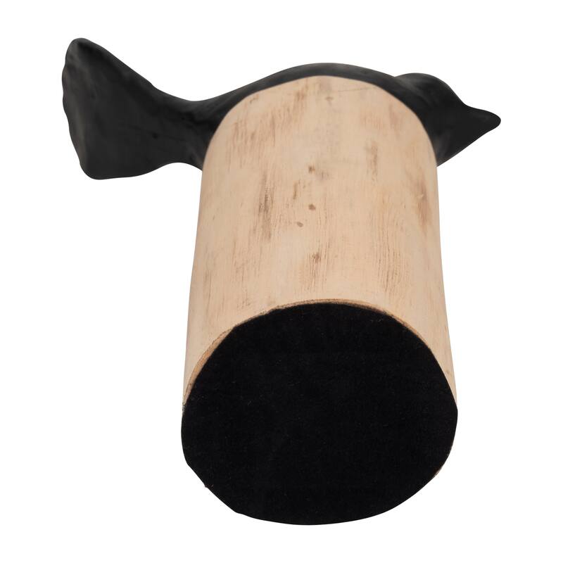 Sagebrook Home Black/brown Resin Bird Perched On Log, Craft Art Abstract Statue Decoration for Interior Design