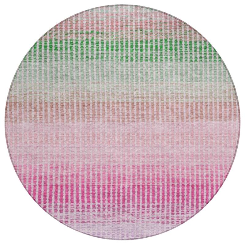 Machine Washable Indoor/ Outdoor Contemporary Stripes Chantille Rug