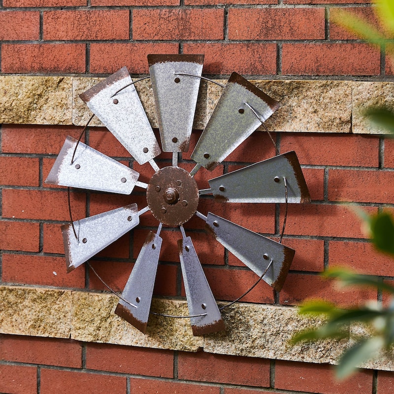 Glitzhome Farmhouse Rustic Wind Spinner Wall Decor