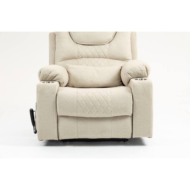 Velvet Oversized Power Lift Recliner Chair, Dual OKIN Motors & Cup Holders