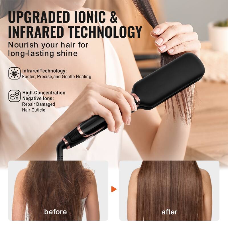 Titanium Hair Straightener, 2-inch - Features Infrared, Negative Ions, Dual Voltage (110V/240V), LCD Screen