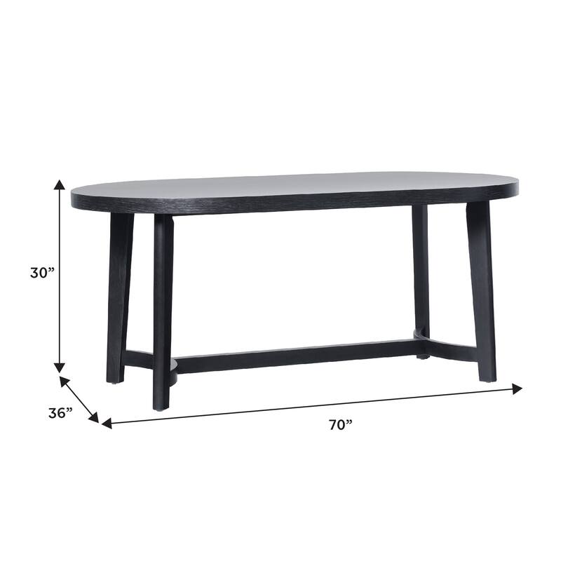 Middlebrook Modern Rustic Solid Oak Wood 70-inch Oval Dining Table
