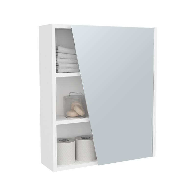 Medicine Cabinet with Mirrored Door and Open Storage