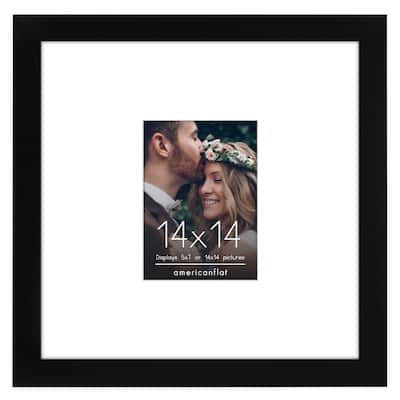 Americanflat 14x14 Wedding Signature Picture Frame - 5x7 Picture Frame with or 14x14 Frame without Mat - Black