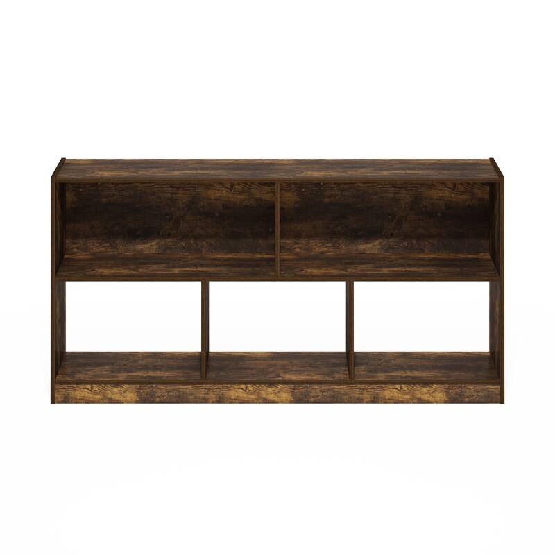 Furinno Daly 5-Cube Horizontal 2 Tier Bookcase, Bookshelf, Storage Organizer, 47 Width, Amber Pine