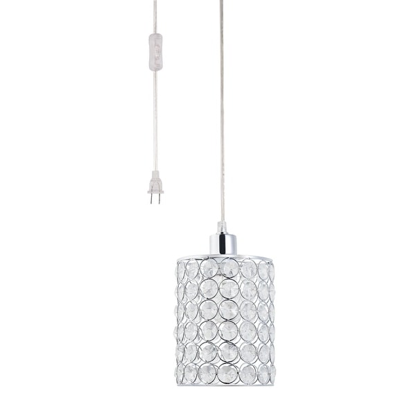 Globe Electric 65142 1-Light 7" Wide Pendant with Crystal Cylinder Shade - Chrome