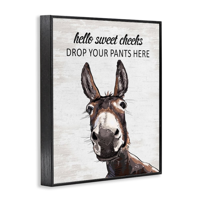Stupell Sweet Cheeks Laundry Donkey Framed Giclee Art Design By Lettered and Lined