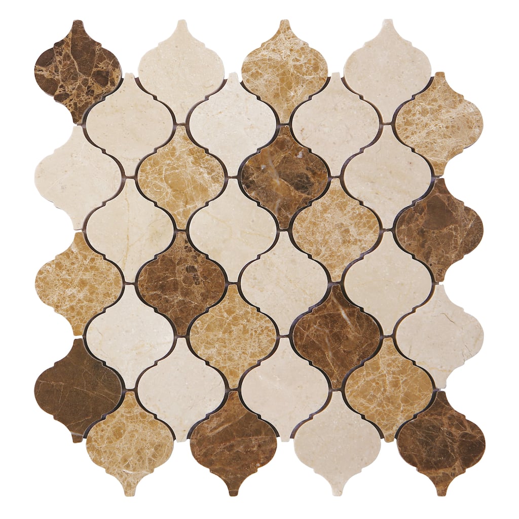 3" Arabesque Marble Mosaic Tiles - 1 Case (10 Sheets)